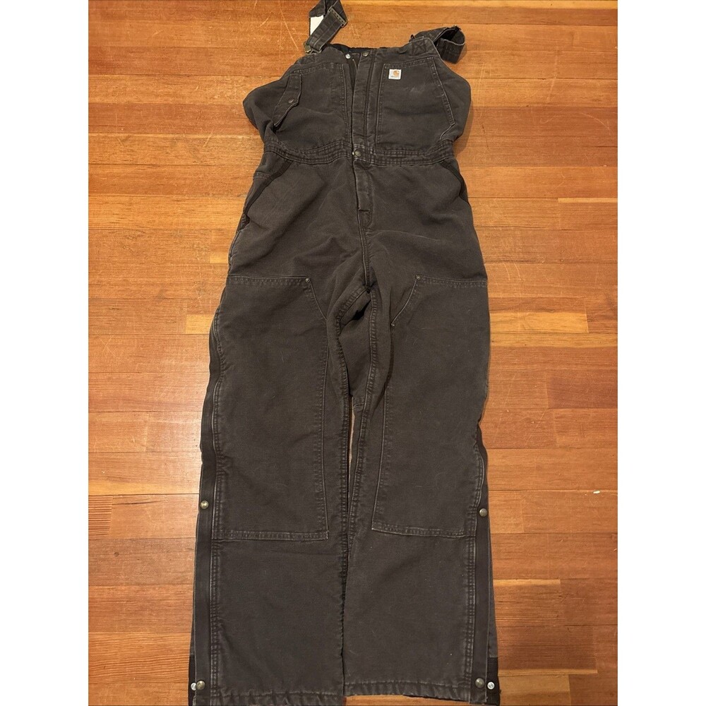 Vintage XL Carhartt Bibs Overalls Insulated Brown Duck Canvas